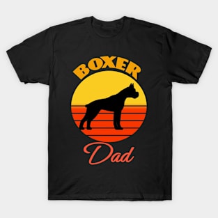 Boxer Dog Dad Father's Day Dog puppy Lover Cute Sunser Retro Funny T-Shirt